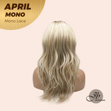 JBEXTENSION APRIL MONO Monofilament Handmade Wig 6X5 Full Monofilament Hand Tied Top Wig 18 Inches Mix Blonde Mono Lace Wig With Anti-slip Silicone Strips Glueless Wig APRIL MONO MIX BLONDE【BENDY EAR TABS】