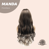JBEXTENSION 26 Inches Wave Brown with Grey Highlight Pre-Cut Frontlace Glueless Wig MANDA LACE