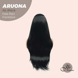 JBEXTENSION 28 Inches Jet Black Straight 13X3.5 Free Part Pre-Cut Frontlace Glueless Wig ARUONA JET BLACK