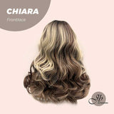 JBEXTENSION 18 Inches Dark Brown With Highlight Curly Side Part Frontlace Wig CHIARA