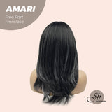 [PRE-ORDER] JBEXTENSION 18 Inches Black With White Highlight Pre-Cut Free Part Frontlae Glueless Wig AMARI