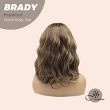 JBEXTENSION 12 Inches Scalpiana Wave Hazelnut 3.5X4 Hard Silky Top Natural Scalp Effect Wig with Bang BRADY HAZELNUT