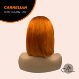 JBEXTENSION GEMSTONE COLLECTION 12 Inches Real Human Hair Copper Bob Cut Free Parting Wig CARNELIAN