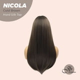 JBEXTENSION 22 Inches Cold Brown 3.5X4 Hard Silky Top Natural Scalp Effect Wig NICOLA COLD BROWN Silky Top