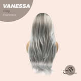 Nichole's Selection - 26 Inches Curly Grey Pre-Cut Frontlace Wig VANESSA GREY