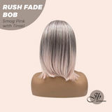 JBEXTENSION 12 Inches Short Hair Smog Pink with Tinsel Headband Wig RUSH FADE BOB - SMOG PINK WITH TINSEL
