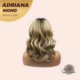 JBEXTENSION ADRIANA MONO Full Monofilament Handmade Full Lace Full Hand Tied Wig 14 Inches Blonde With Dark Root Wave Mono Lace Handmade Futura Fiber Wig With Anti-slip Silicone Strips Glueless Wig Adriana Mono