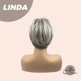 JBEXTENSION Pixie Cut Grey Silver Half Real Human Hair Half Futura Fiber Fashion Women Wig LINDA