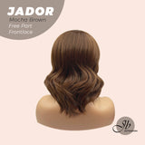 JBEXTENSION 10 Inches Mocha Brown Curly Lace Front Wig.Pre Plucked 13*3 HD Transparent Lace Frontal Handmade Futura Fiber Swiss Lace Synthetic Fiber Wig JADOR MOCHA BROWN