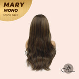 JBEXTENSION MARY MONO Full Monofilament Wig 22 Inches Brown With Highlight Curly Full Mono Lace Glueless Wig MARY MONO