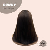 JBEXTENSION 16 Inches Dark Brown Shoulder Length Straight Wig With Bangs BUNNY DARK BROWN