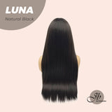 JBEXTENSION 24 Inches Long Straight Nature Black Wig With Bangs LUNA NATURAL BLACK