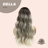 JBEXTENSION 25 Inches Balayage Light Blonde With Dark Root Curly Wig With Bangs DELLA SILVER