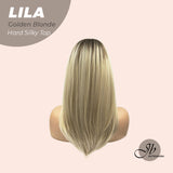 JBEXTENSION 20 Inches Blonde with Dark Root Wolf Cut 3.5X4 Hard Silky Top Natural Scalp Effect Wig With Bangs LILA GOLDEN BLONDE