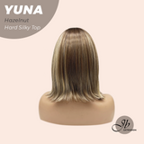 JBEXTENSION 12 Inches Scalpiana Hazelnut 3.5X4 Hard Silky Top Natural Scalp Effect Women Wig With Bangs YUNA HAZELNUT