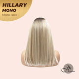 JBEXTENSION HILLARY MONO Full Monofilament Wig 16 Inches Blonde With Dark Root Straight Mono Lace Wig With Anti-slip Silicone Strips Glueless Wig Hillary Mono