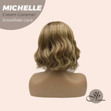 JBEXTENSION 10 Inches Cream Caramel Pre-Cut Side Part Snowflake Lace Frontlace Glueless Wig MICHELLE CREAM CARAMEL【BENDY EAR TABS】