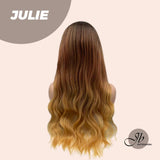 JBEXTENSION 24 Inches Balayage Peach Color Body Wave With Dark Root Wig JULIE