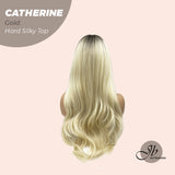 JBEXTENSION 25 Inches Gold Wolf Cut 3.5X4 Hard Silky Top Natural Scalp Effect Wig With Bangs CATHERINE GOLD