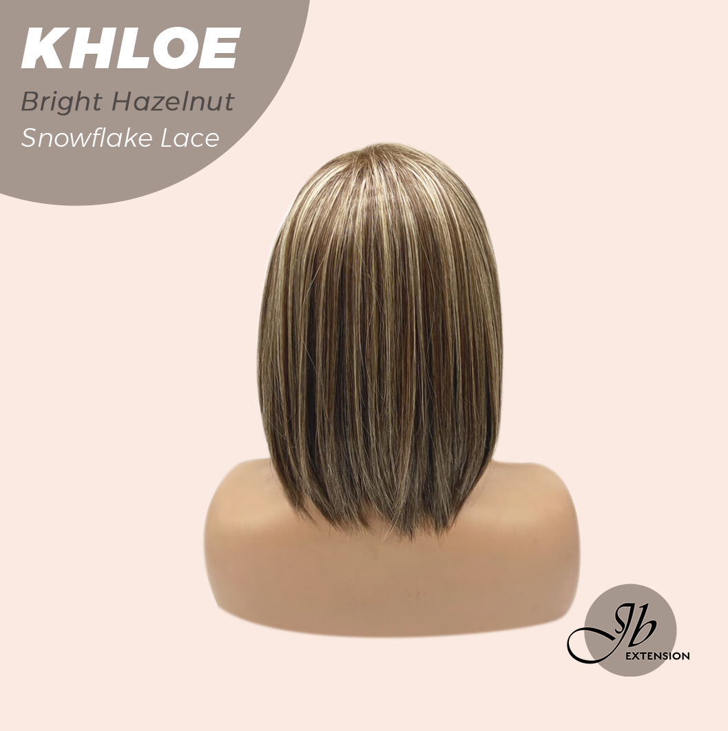 JBEXTENSION 12 Inches Bob Cut Bright Hazelnut Pre-Cut Snowflake Lace F ...
