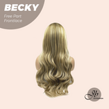 JBEXTENSION 28 Inches Blonde Curly Fiber X, Tangle Less Pre-Cut Free Part Frontlae Glueless Wig BECKY