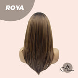 JBEXTENSION 22 Inches Brown With Dark Root With Bangs Wig ROYA