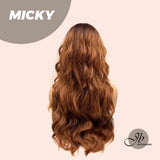 JBEXTENSION 26 Inches Copper Body Wave With Dark Root Wig With Bangs MICKY