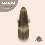 JBEXTENSION 38 Inches Super Long Straight Dark Blonde Pre-Cut Frontlace Wig MAURA DARK BLONDE