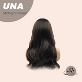 JBEXTENSION 22 Inches Midnight Brown( Black/Brown) Wave With Bangs Wig UNA MIDNIGHT BROWN ( Black/Brown)