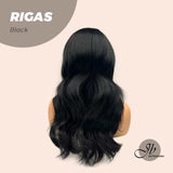 JBEXTENSION 20 Inches Jet Black Body Wave Wig With Bangs RIGAS BLACK