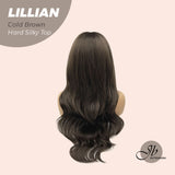 JBEXTENSION 26 Inches Cold Brown Curly 3.5X4 Hard Silky Top Natural Scalp Effect Wig LILLIAN COLD BROWN