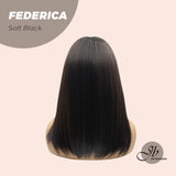 JBEXTENSION 16 Inches Short Bob Cut Soft Black Wig With Bangs FEDERICA SOFT BLACK