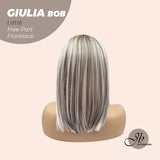 JBEXTENSION 14 Inches Bob Cut Mix Color With Highlight Free Part Pre-Cut Frontlace Wig GIULIA BOB LATTé (FREE PARTING)