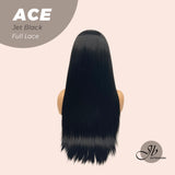 JBEXTENSION 28 Inches Jet Black Long Straight HD Transparent 360 Lace Front Wigs Pre-Plucked Hair Glueless 180% Density Full Lace Hair Wigs For Thinning Hair ACE JET BLACK