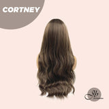 JBEXTENSION 26 Inches Brown With Highlight Wave Wig With Bangs CORTNEY