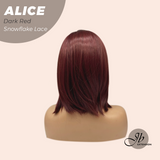 JBEXTENSION 12 Inches Dark Red Pre-Cut Side Part Snowflake Lace Frontlace Glueless Wig ALICE DARK RED【BENDY EAR TABS】