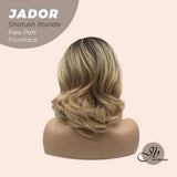 JBEXTENSION 10 Inches Shatush Dark Blonde Curly Lace Front Wig.Pre Plucked 13*4 HD Transparent Lace Frontal Handmade Futura Fiber Swiss Lace Synthetic Fiber Wig JADOR SHATUSH BLONDE