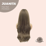 JBEXTENSION 26 Inches Brown Free Part Pre-Cut Frontlace Wig With Bangs JUANITA