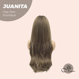 JBEXTENSION 26 Inches Brown Free Part Pre-Cut Frontlace Glueless Wig With Bangs JUANITA