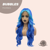 JBEXTENSION 24 Inches Mix Blue Body Wave Pre-Cut Frontlace Wig BUBBLES