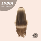 JBEXTENSION 28 Inches Scalpiana Long Wolf Cut Light Brown 3.5X4 Hard Silky Top Natural Scalp Effect Wig With Bangs LYDIA