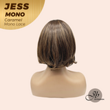 JBEXTENSION JESS MONO Monofilament Handmade Wig 6X5 Full Monofilament Hand Tied Top Wig 10 Inches Caramel Mono Lace Wig With Anti-slip Silicone Strips Glueless Wig JESS MONO CARAMEL【BENDY EAR TABS】