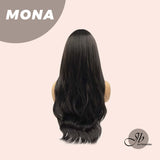 JBEXTENSION 26 Inches Midnight Brown( Black/Brown) Wave Wig With Bangs MONA