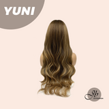 JBEXTENSION 28 Inches Brown With Highlight Curly Wig With Bangs YUNI