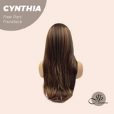 JBEXTENSION 25 Inches Auburn Highlight Pre-Cut Free Part Frontlace Glueless Wig CYNTHIA