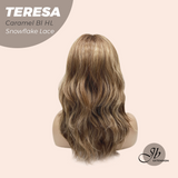 JBEXTENSION 18 Inches Caramel Blonde Highlight Pre-Cut Snowflake Lace Frontlace Glueless Wig TERESA CARAMEL BLONDE HIGHLIGHT【PERMATEASE】【BENDY EAR TABS】
