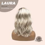 JBEXTENSION 14 Inches Blonde Pre-Cut Side Part Snowflake Lace Frontlace Glueless Wig LAURA SNOWFLAKE【BENDY EAR TABS】