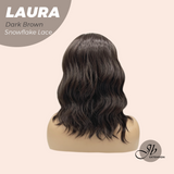 JBEXTENSION 14 Inches Dark Brown Pre-Cut Side Part Snowflake Lace Frontlace Glueless Wig LAURA SNOWFLAKE DARK BROWN【BENDY EAR TABS】