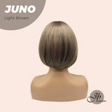 JBEXTENSION 10 Inches Short Light Brown Wig with Bangs JUNO LIGHT BROWN