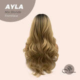 JBEXTENSION 24 Inches Body Wave Mix Blonde With Dark Root Pre-Cut Frontlace Wig AYLA MIX BLONDE